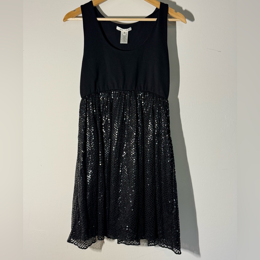 Alice + Olivia Black Sequin Fit & Flare Dress | Size M - Picture 7 of 8